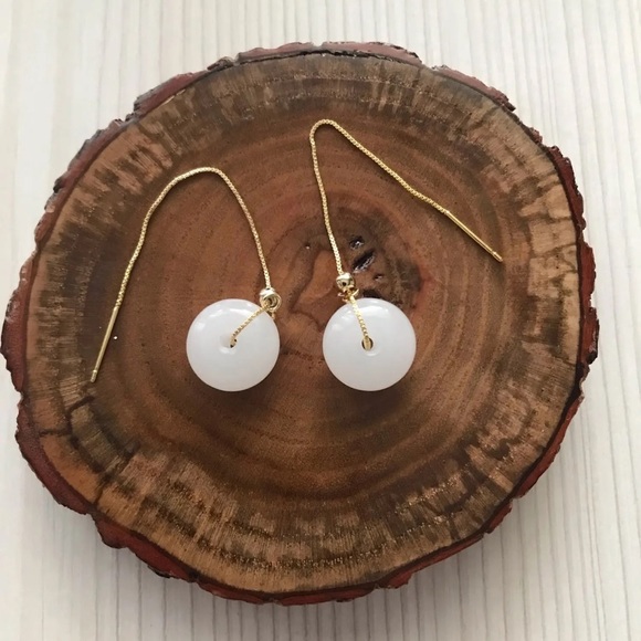 14K Gold filled Jade Earrings - Picture 7 of 7